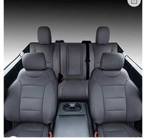 lot 2585 image: Tecoom Front and Back Seat Covers 5 Pieces, Waterproof Leather Truck Seat Protectors - Custom Fit Full Set - retails $189