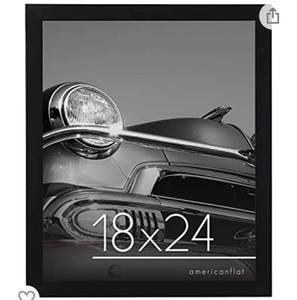 lot 2588 image: Americanflat 18x24 Poster Frame in Black - Composite Wood with Polished Plexiglass - Horizontal and Vertical Formats for Wall with Included Hanging Hardware