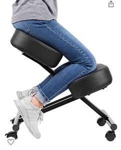lot 2593 image: DRAGONN by VIVO Ergonomic Kneeling Chair, Adjustable Stool for Home and Office