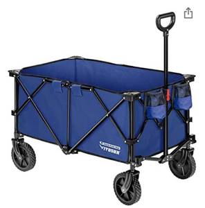 lot 2597 image: VIVOSUN Heavy Duty Folding Collapsible Wagon Utility Outdoor Camping Cart with Universal Wheels & Adjustable Handle