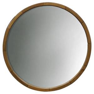 lot 2623 image: Round Decorative Wall Mirror Wood Barrel Frame - Threshold