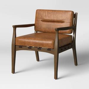 lot 2624 image: Sylva Strap Chair Caramel Faux Leather - Threshold - Retails $260.00