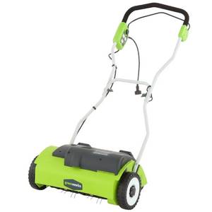 lot 2632 image: Greenworks 14-Inch 10 Amp Corded Dethatcher 27022