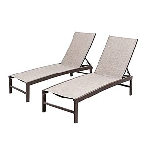 lot 2092 image: Crestlive Products Aluminum Adjustable Chaise Lounges (SET OF 2)