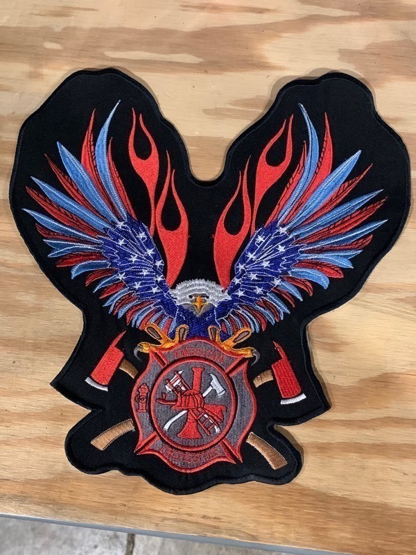 lot 156 image: Large American Firefighter Flaming Eagle Patch