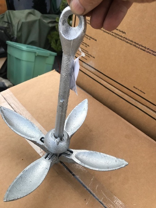 lot 203 image: New cast-iron fold up boat anchor