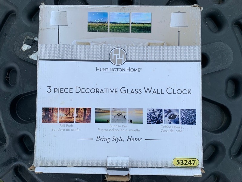 lot 13 image: 3 Piece Decorative Glass Wall Clock