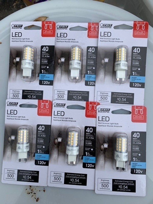 lot 258 image: 6 New LED Wall Sconce Light Bulbs