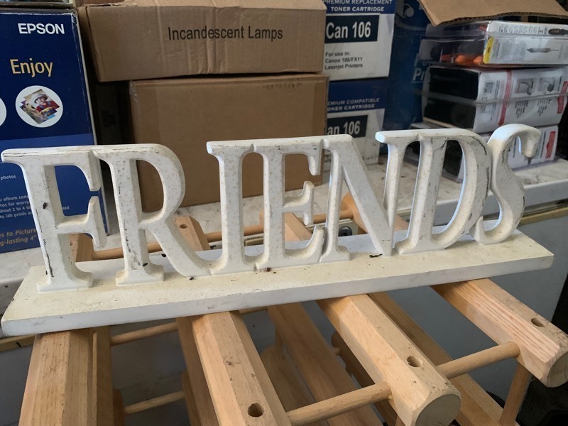lot 277 image: White Decorative Wooden Friends Sign
