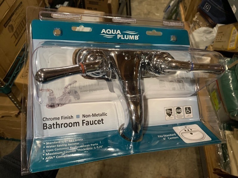 lot 359 image: 1 Brand New Aqua Plumb Chrome Bathroom Faucet