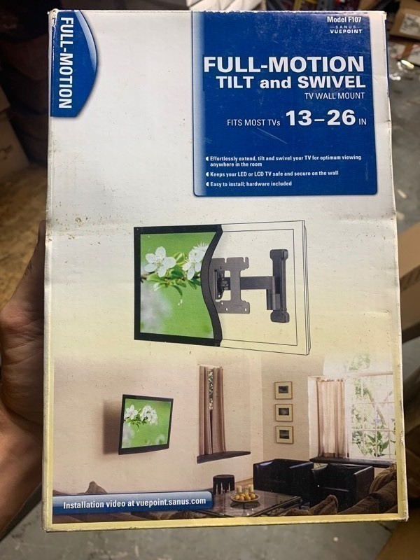 lot 91 image: Full-Motion Tilt and Swivel TV Wall Mount