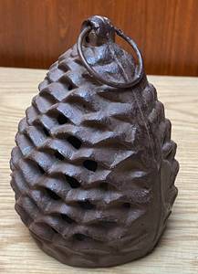 lot 9046 image: Big Iron Pine Cone - w Hoop for hanging - its heavy