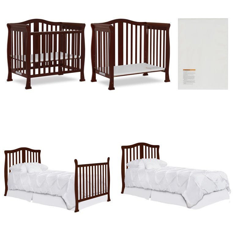 lot 2573 image: Dream On Me - Naples 4-In-1 Convertible Mini Crib, Espresso - Retail $169.99
