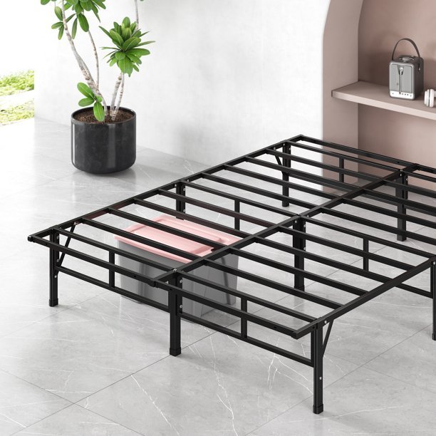 lot 2692 image: Zinus 14 SmartBase Compact Mattress Foundation, Bed Frame, King Retail $159.00