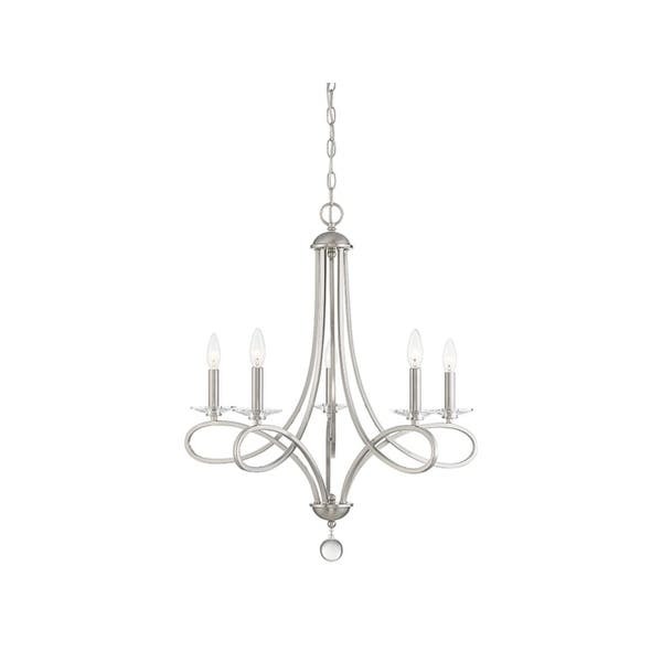 lot 60 image: Meridian -  5 Light Chandelier - Brushed Nickel- Retail $510.00
