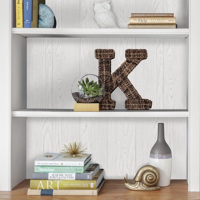 lot 2175 image: Timber White Peel &amp Stick Wallpaper -  198in x 20.5in x 0.025in (Set of 2) -  Retail $64.99