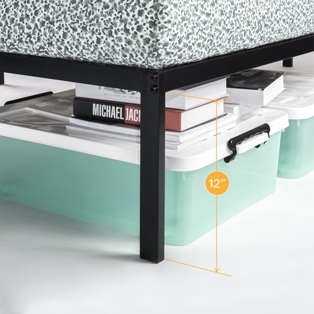lot 883 image: Best Price Mattress 14 Inch Metal Platform Beds wHeavy Duty Steel Slat Mattress Foundation (No Box Spring Needed), Black Full Frame Retail $129.00