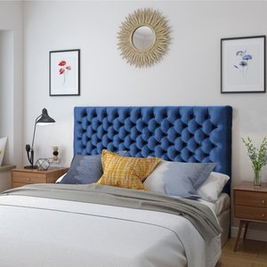 lot 1559 image: Jezebel Adjustable Queen Full Velvet Headboard Blue by Christopher Knight Home Retail$162.49