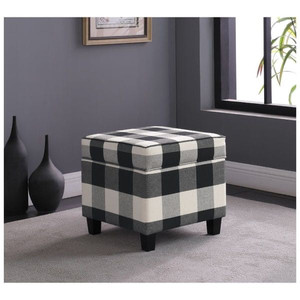 lot 1569 image: Carson Carrington Birkerod Square Lift-off Storage Ottoman - Black Buffalo Plaid Woven Retail $97.99