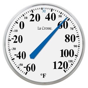 lot 1577 image: LA CROSSE 13.5-in Round Thermometer -Retail $42.56