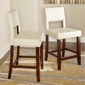 lot 1600 image: Porch & Den Prospect Hill Warren 24-inch White Faux Leather Stationary Stool- Retail$140.49
