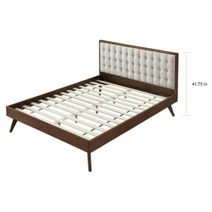 lot 1604 image: Hughes Queen Mid-Century Platform Bed- WOOD SLATS ONLY