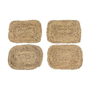 lot 1610 image: DecMode Rectangular Braided Natural Water Hyacinth Placemats (Set of 4) 20 x 14 Each Retail $47.99