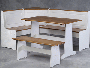 lot 1623 image: Partial Box B (Box 2 of 2) Linon Home Decor Products, Inc. Ardmore 5-Piece Nook Set, White with Pine Accents -Retail $355.99