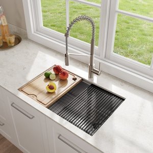 lot 1630 image: KRAUS Kore Workstation Undermount Stainless Steel Kitchen Sink Retail$469.95
