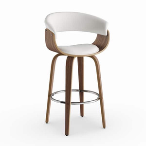 lot 1643 image: Carson Carrington Simrishamn Walnut Base PU Wood Barstool - Ecru Retail $299.99