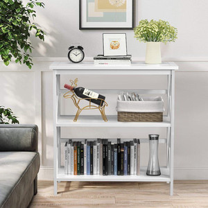 lot 1649 image: 3-Tier Bookcase and Bookshelf Wooden Open Shelf Bookcase Retail$69.99