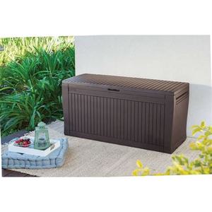 lot 1612 image: Keter Comfy Resin 71-gallon Deck Box Storage Bench- Retail$75.98