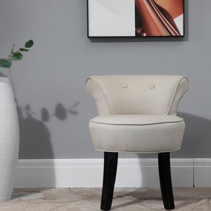 lot 1634 image: HOMCOM Beige Fabric Wood 23.25-inch Dressing Stool Accent Chair -Retail $80.99