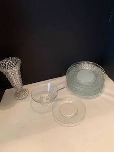 lot 1008 image: Princess House plates, vase, bowl and ladle