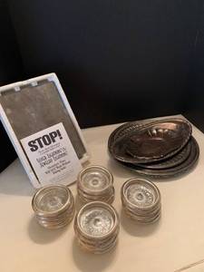 lot 1028 image: Silver plate serving dishes, coasters and silver lightning electrolytic plate