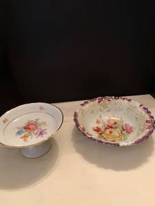 lot 1056 image: Spode bowl with cracks and Bavaria candy dish