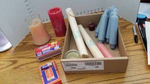 lot 1109 image: Assorted candles, tapers and matches