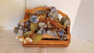 lot 1142 image: Wooden basket with faux flowers