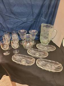 lot 1300 image: Glass pitcher, dessert boats, parfaits, more