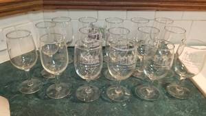 lot 1350 image: 17 Rancho Sisquoc wine glasses and 3 wine glasses