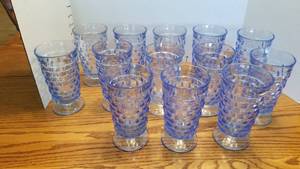 lot 1413 image: Blue Whitehall Cubist pattern glasses set of 13