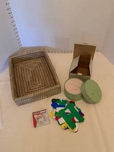 lot 1621 image: Basket, nesting boxes and other birthday items