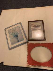 lot 2023 image: Two framed pictures and a frame