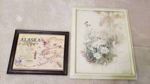 lot 1501 image: Alaska and butterflyflowers framed prints (largest is 22 x 19)
