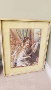 lot 1502 image: Sisters playing piano framed print 32 x 25