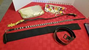 lot 1571 image: Rai Freed snakeskin belt, belts, clutch and makeup bag