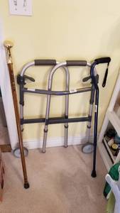 lot 1577 image: Invacare walker, Bubba Stik and cane
