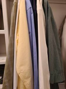 lot 1724 image: Mens long sleeve shirts and a robe. sizes XL - 2XL
