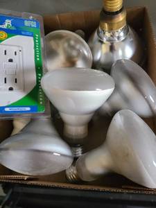 lot 3195 image: Light Bulbs with electrical outlet covers and more