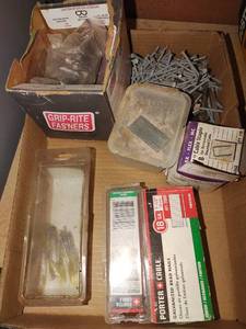 lot 4160 image: Porter Cable galvanized brad nails and narrow crown staples with assorted nails